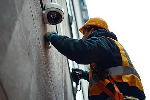 Profissional realizando manutenção de facilities