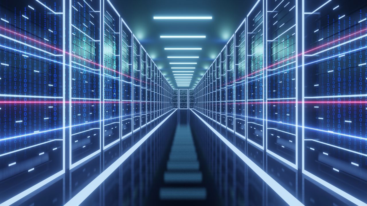 Data center com racks corporativos
